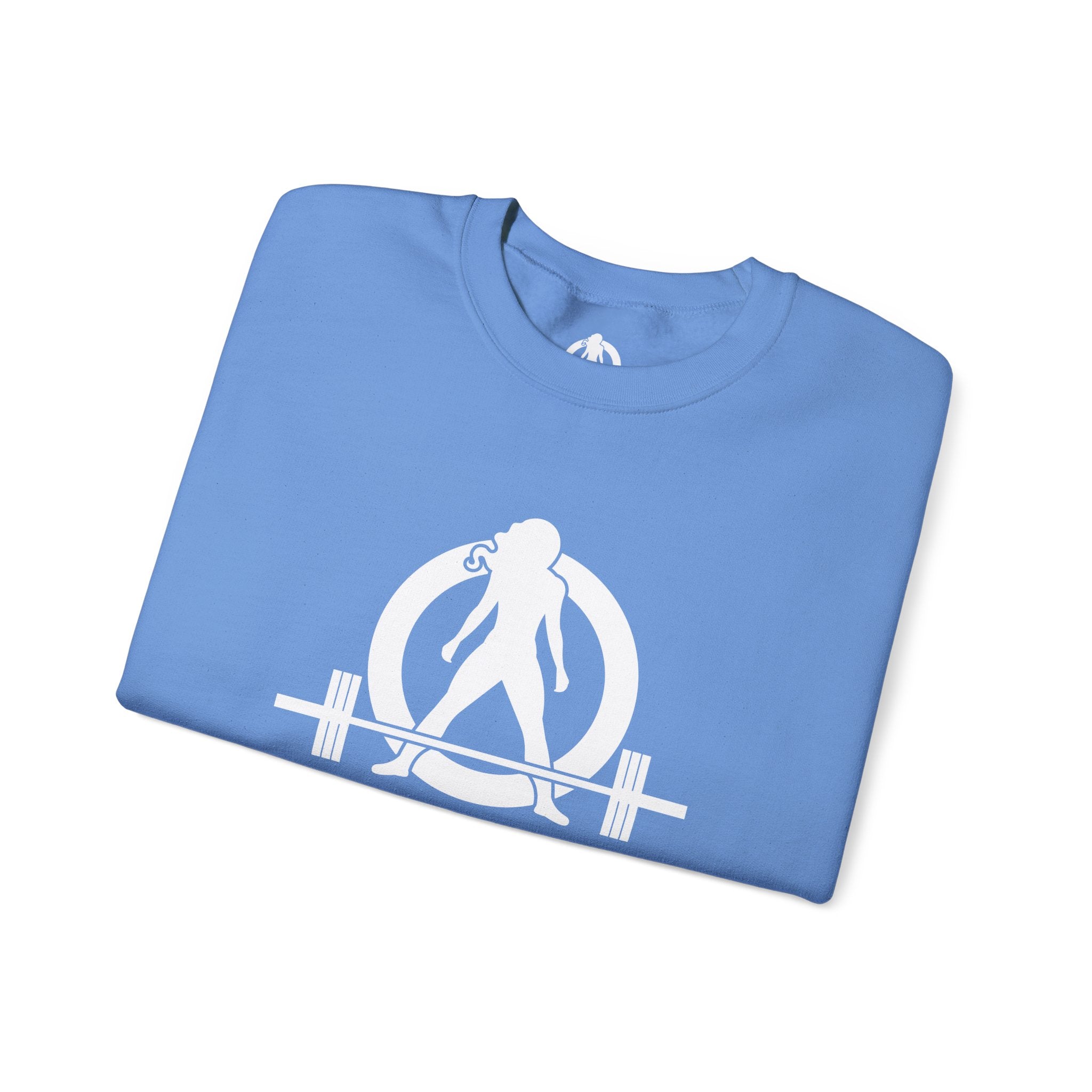 Lift Heavy Run Fast - Unisex Heavy Blend™ Crewneck Sweatshirt - White Logo Front & Back