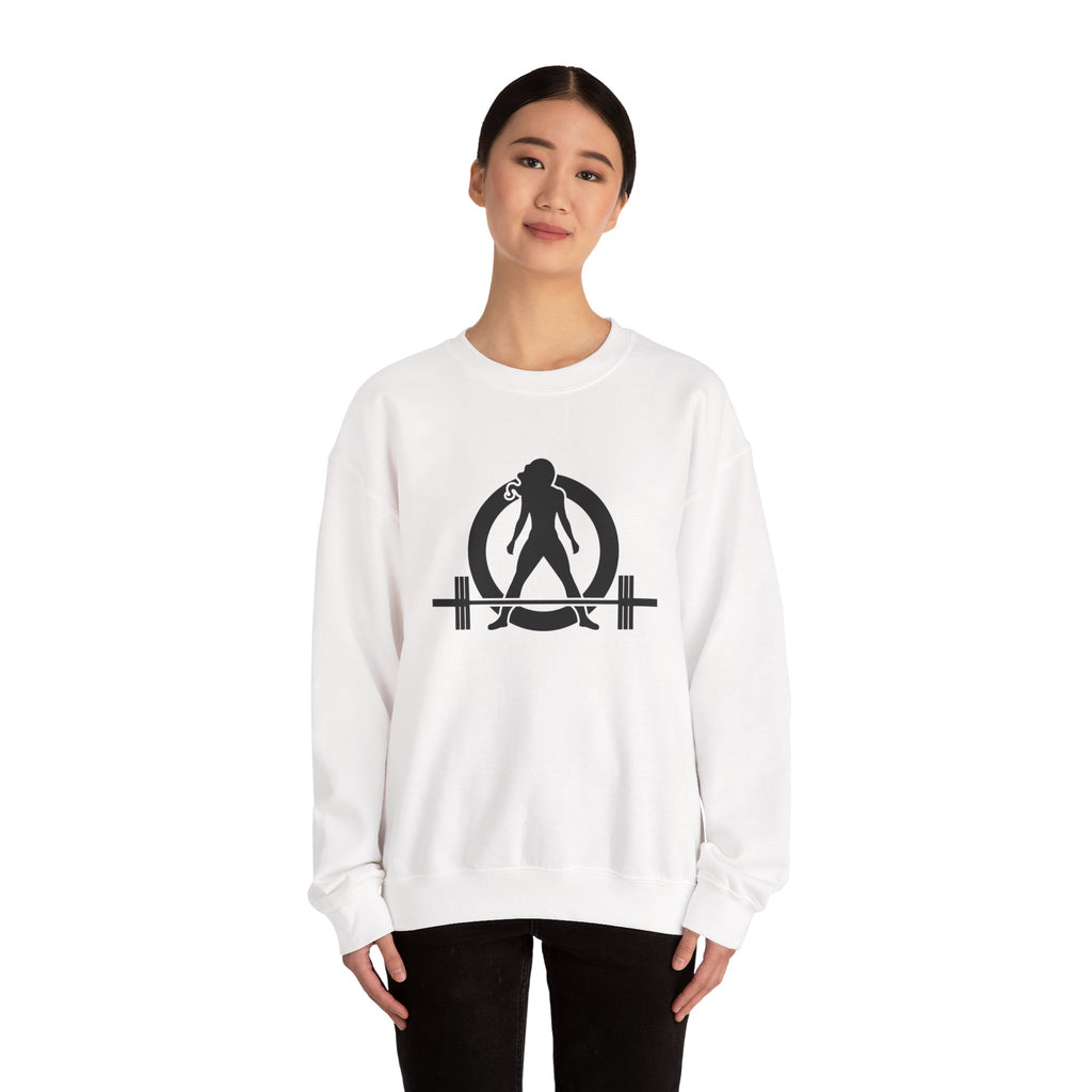Lift Heavy Run Fast - Unisex Heavy Blend™ Crewneck Sweatshirt - Black Logo Front & Back