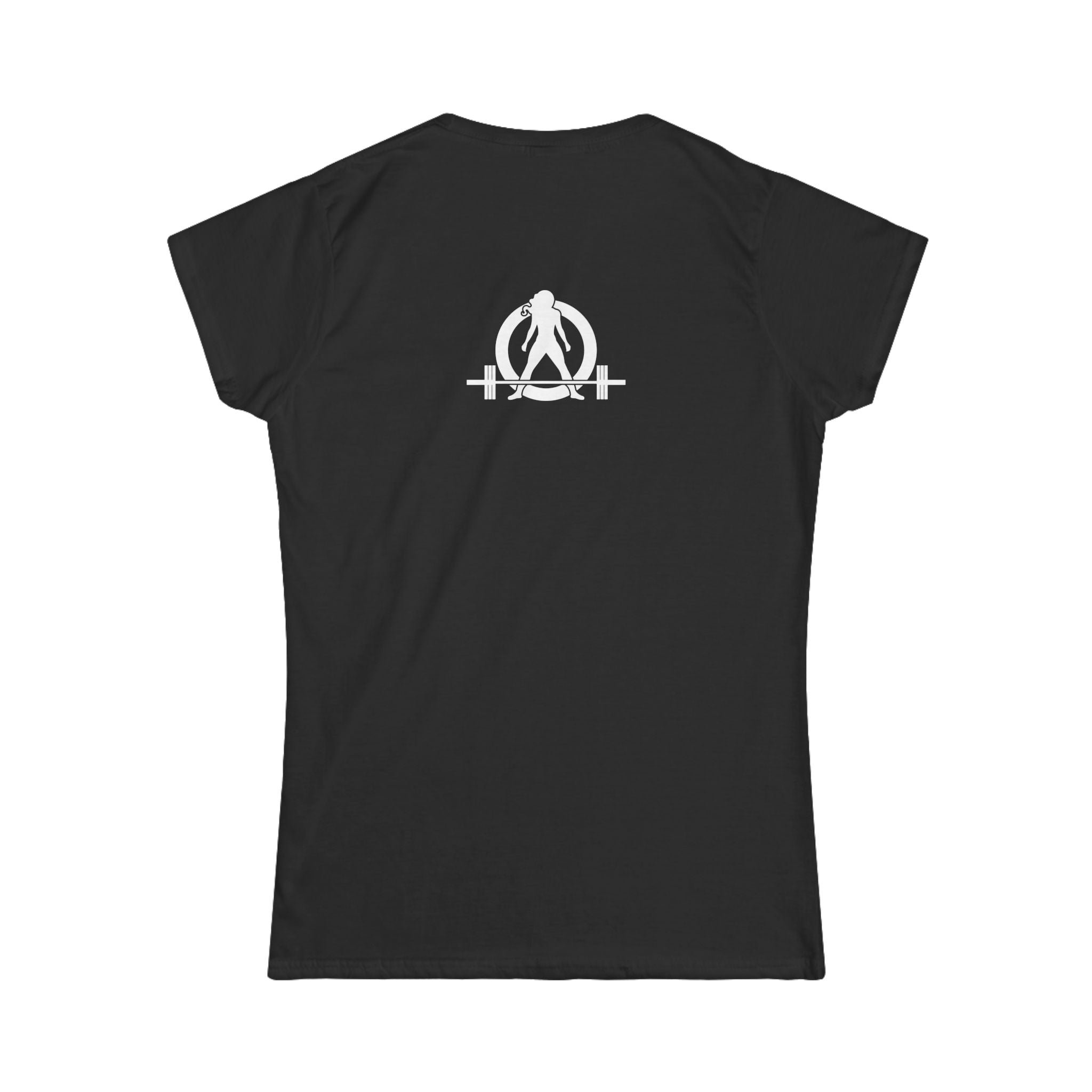 Lift Like A Girl - Women's Softstyle Tee - White Logo Main Front & Back