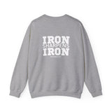 Iron Sharpens Iron - Unisex Heavy Blend™ Crewneck Sweatshirt - Front White Logo - Print on Front & Back