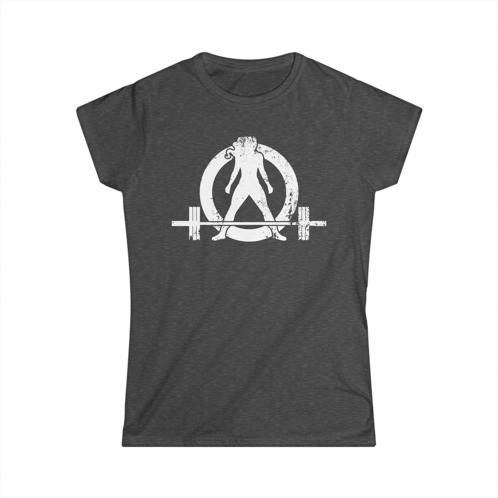 ALL I NEED IS Coffee & A Barbell - Women's Softstyle Tee - Front & Back White Logo