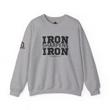 Iron Sharpens Iron - Unisex Heavy Blend™ Crewneck Sweatshirt - Front Black Logo - Plain Back