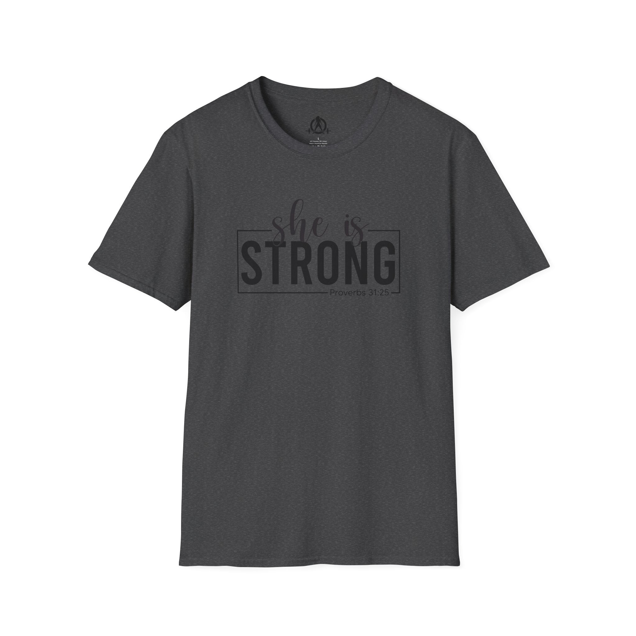 She Is STRONG - Unisex Softstyle T-Shirt - Front Black Print