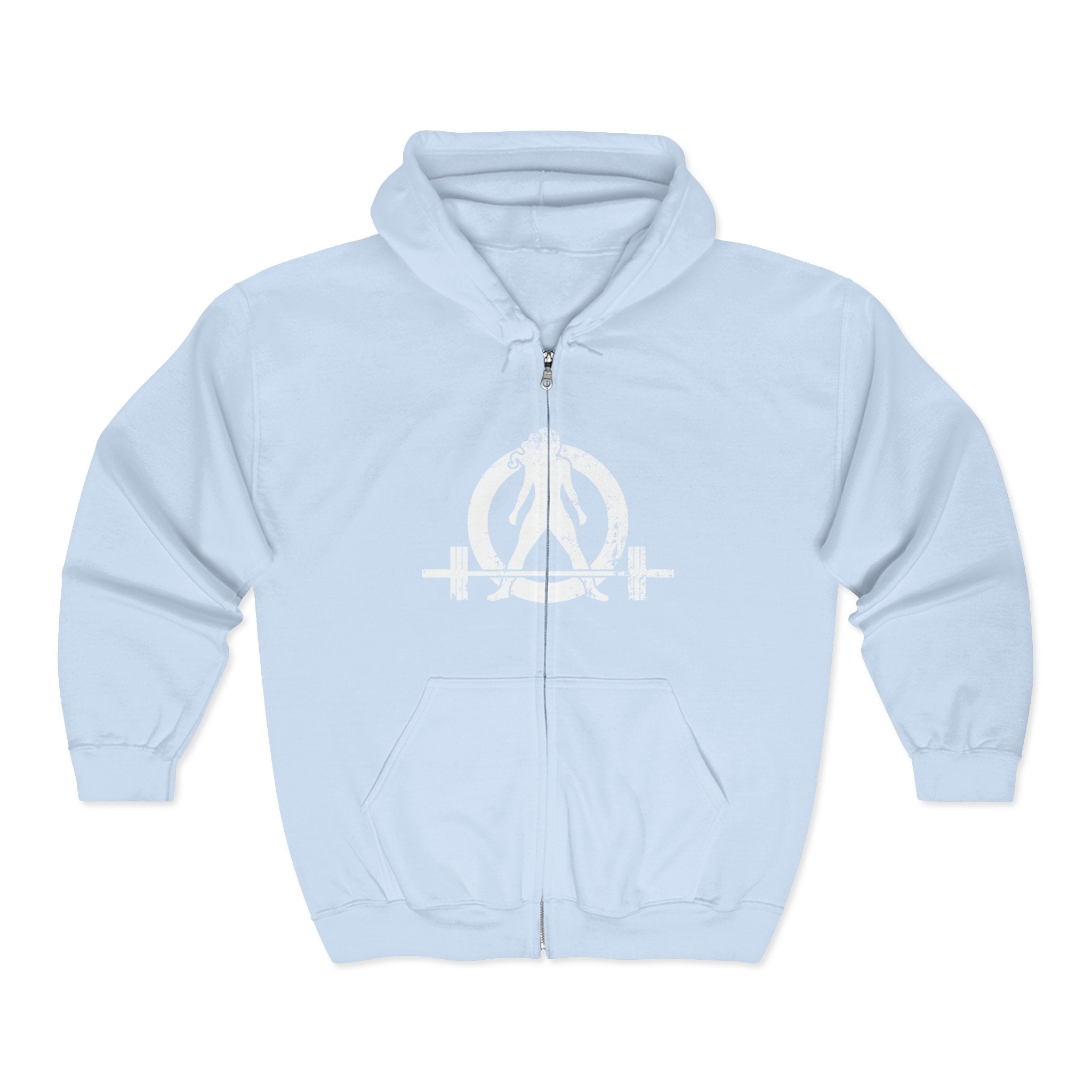 Unisex Heavy Blend™ Full Zip Hooded Sweatshirt - Distressed White Logo