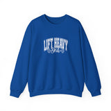 Lift Heavy Shit - Unisex Heavy Blend™ Crewneck Sweatshirt - White Logo on Front