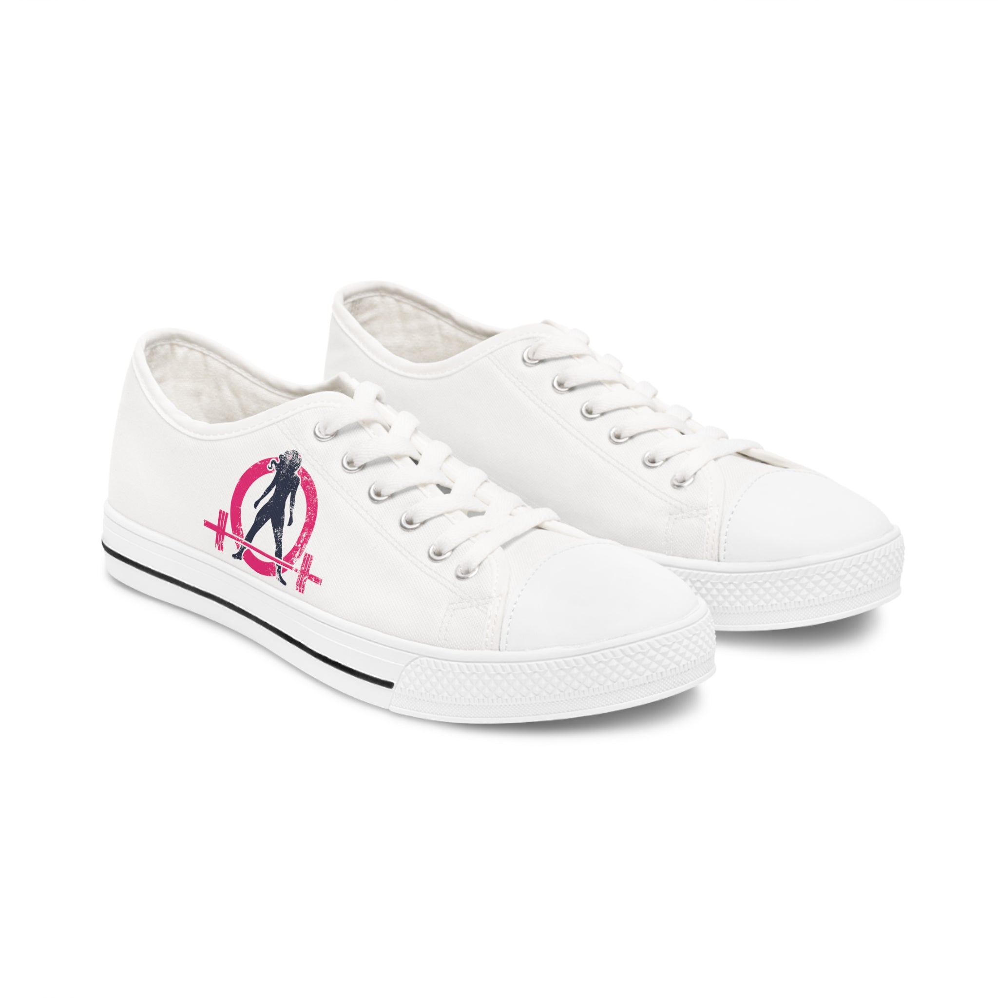 Women's Low Top Sneakers - Classic Color Distressed Logo