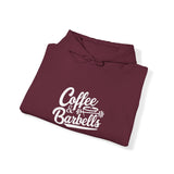 Coffee & Barbells - Unisex Heavy Blend Hooded Sweatshirt - White Logo on Front & Right Sleeve