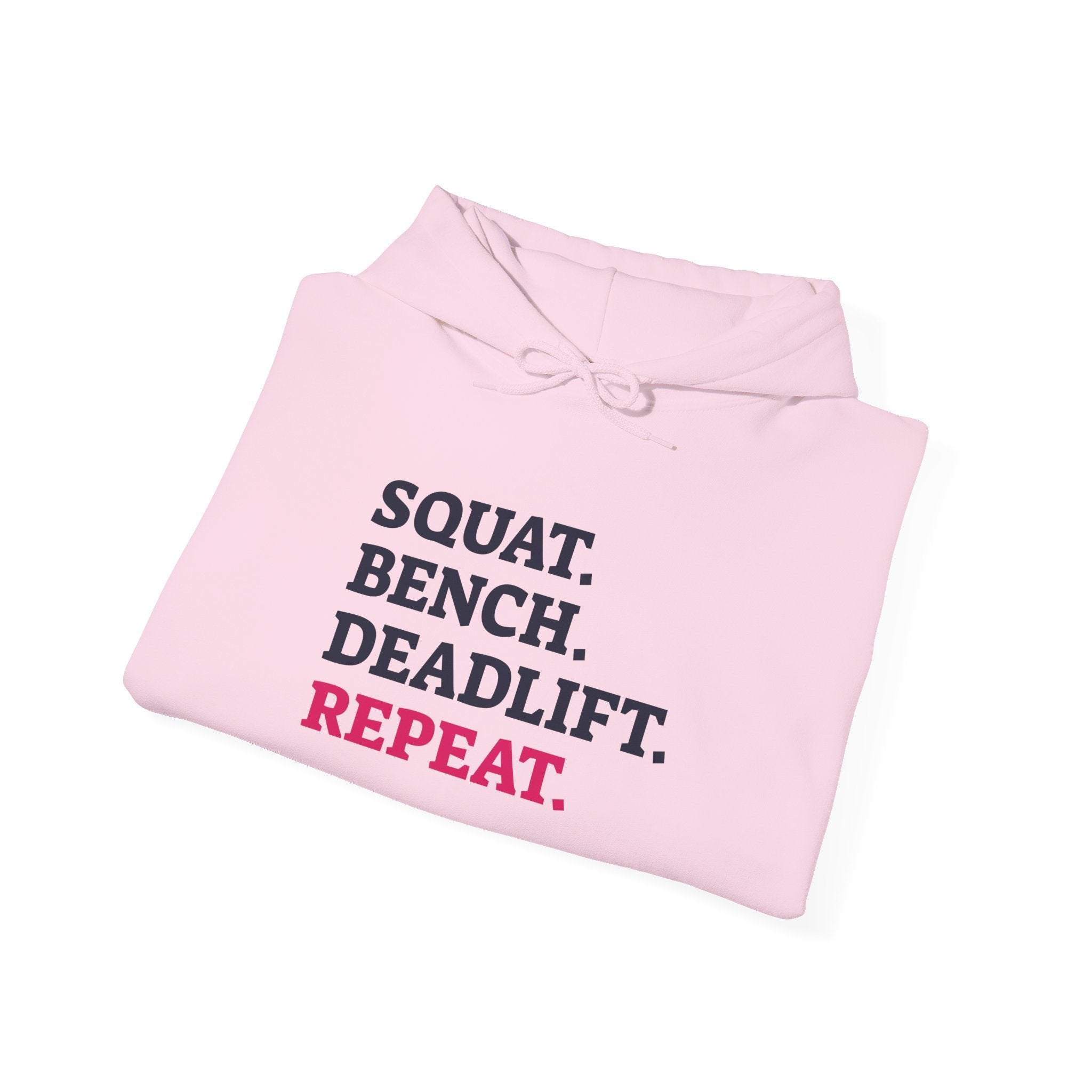 WWLW “Squat • Bench • Deadlift • Repeat” Hoodie - Front Logo Plain Black