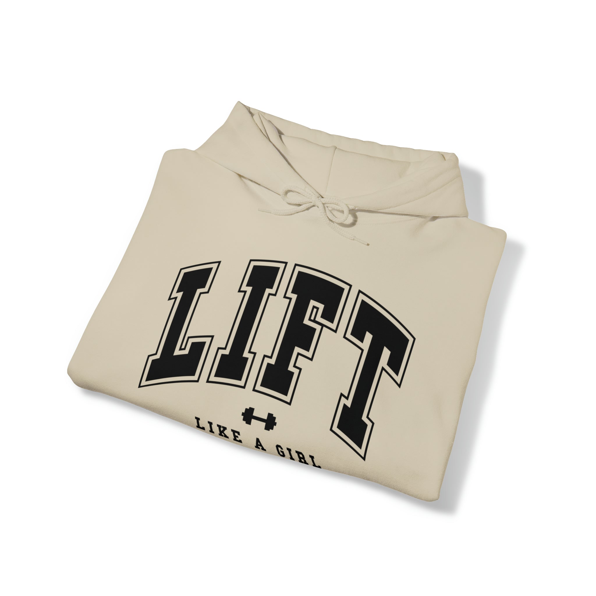 Lift Like.A Girl - Unisex Heavy Blend Hooded Sweatshirt - Black Logo on Front & Right Sleeve