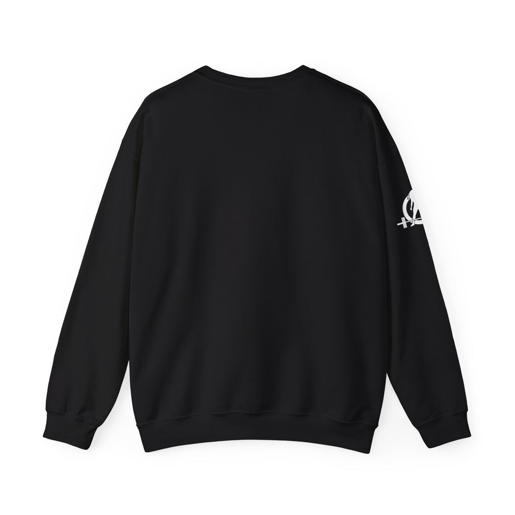 Iron Sharpens Iron - Unisex Heavy Blend™ Crewneck Sweatshirt - Front White Logo - Plain Back