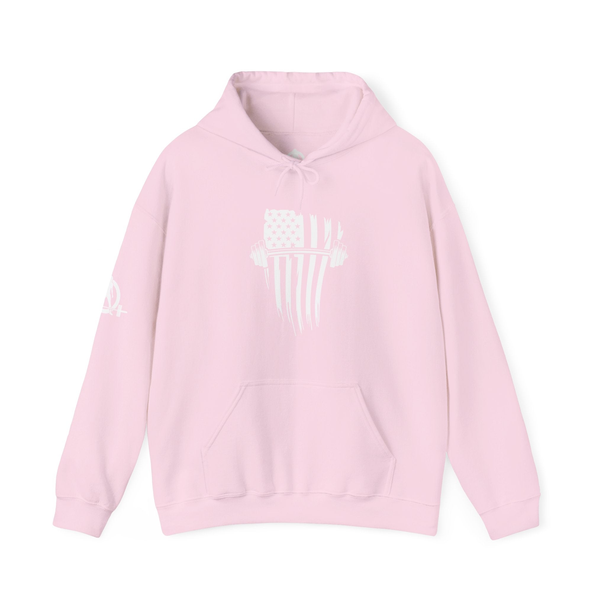 USA Barbell - Unisex Heavy Blend Hooded Sweatshirt  - Front White Logo