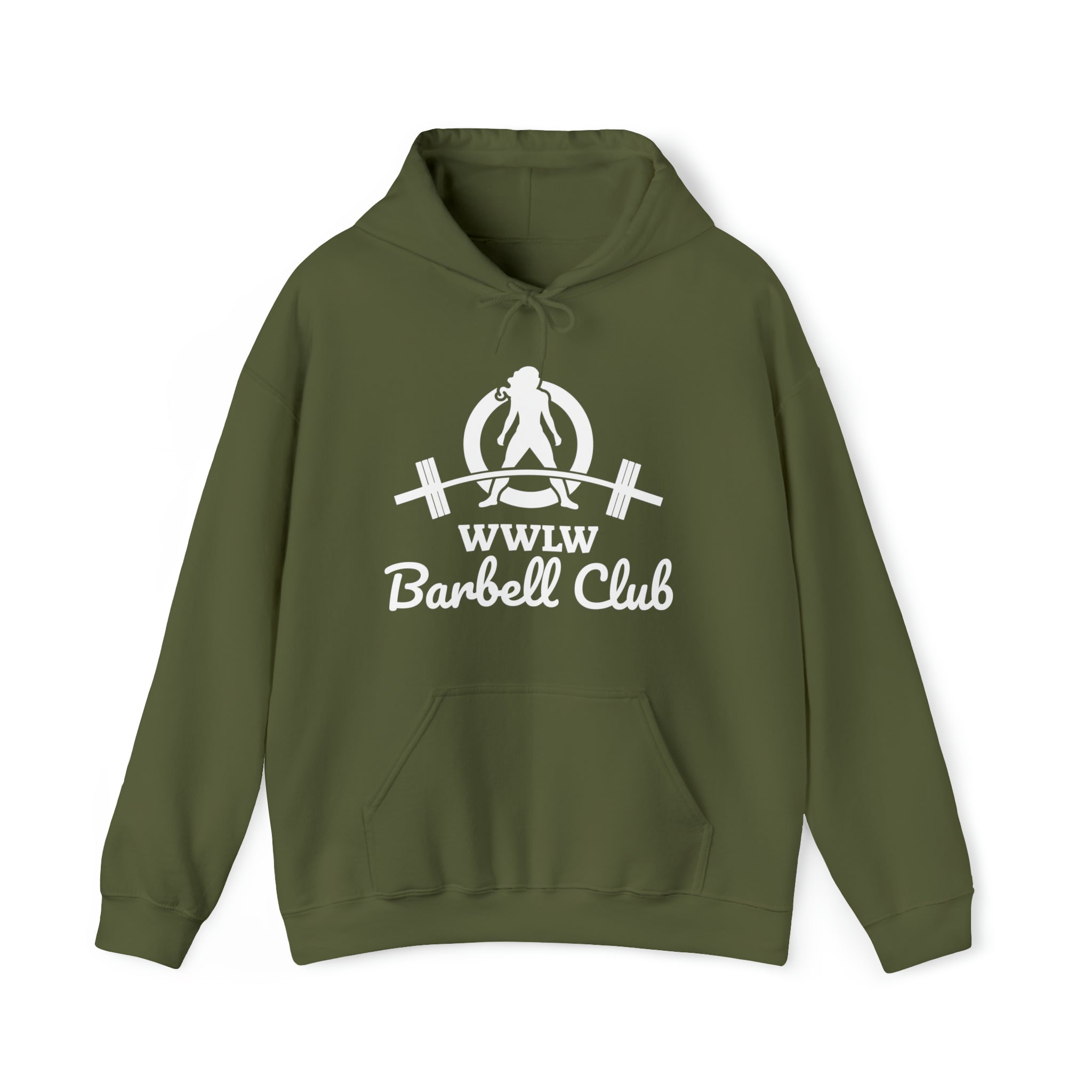 Barbell Club Classic Logo White - Unisex Heavy Blend Hooded Sweatshirt (BEST SELLER)