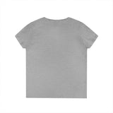 Ladies' V-Neck T-Shirt -  White Distressed Logo