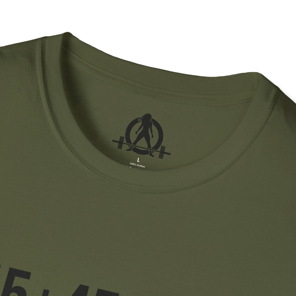 45 + 45 = 135 - Unisex Softstyle T-Shirt - Black Print on Front Plain Back