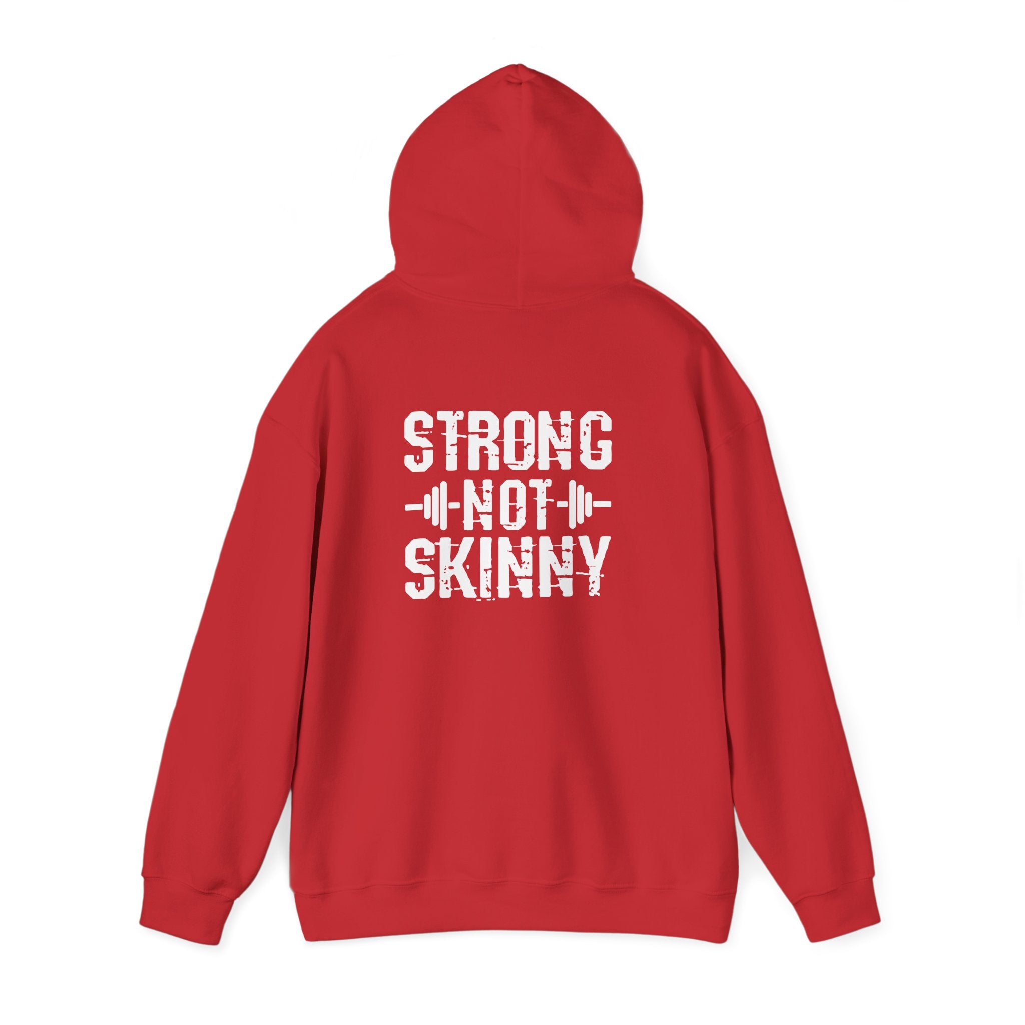 Strong Not Skinny - Unisex Heavy Blend Hooded Sweatshirt - White Distressed Logo