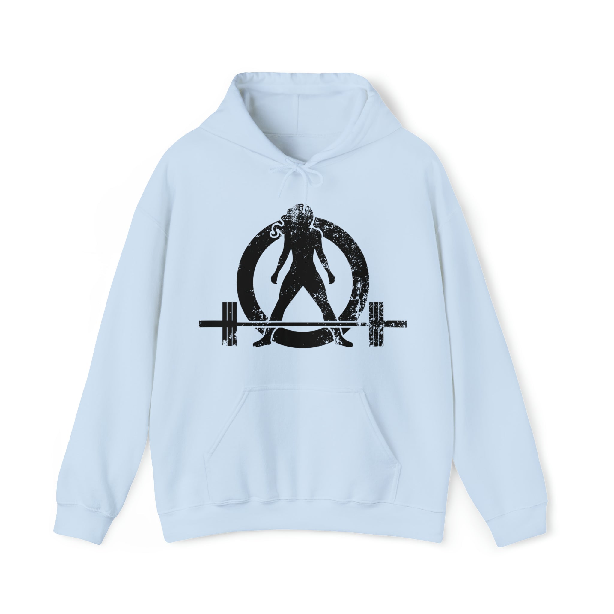 Distressed Black Logo - Plain Back - Unisex Heavy Blend Hooded Sweatshirt