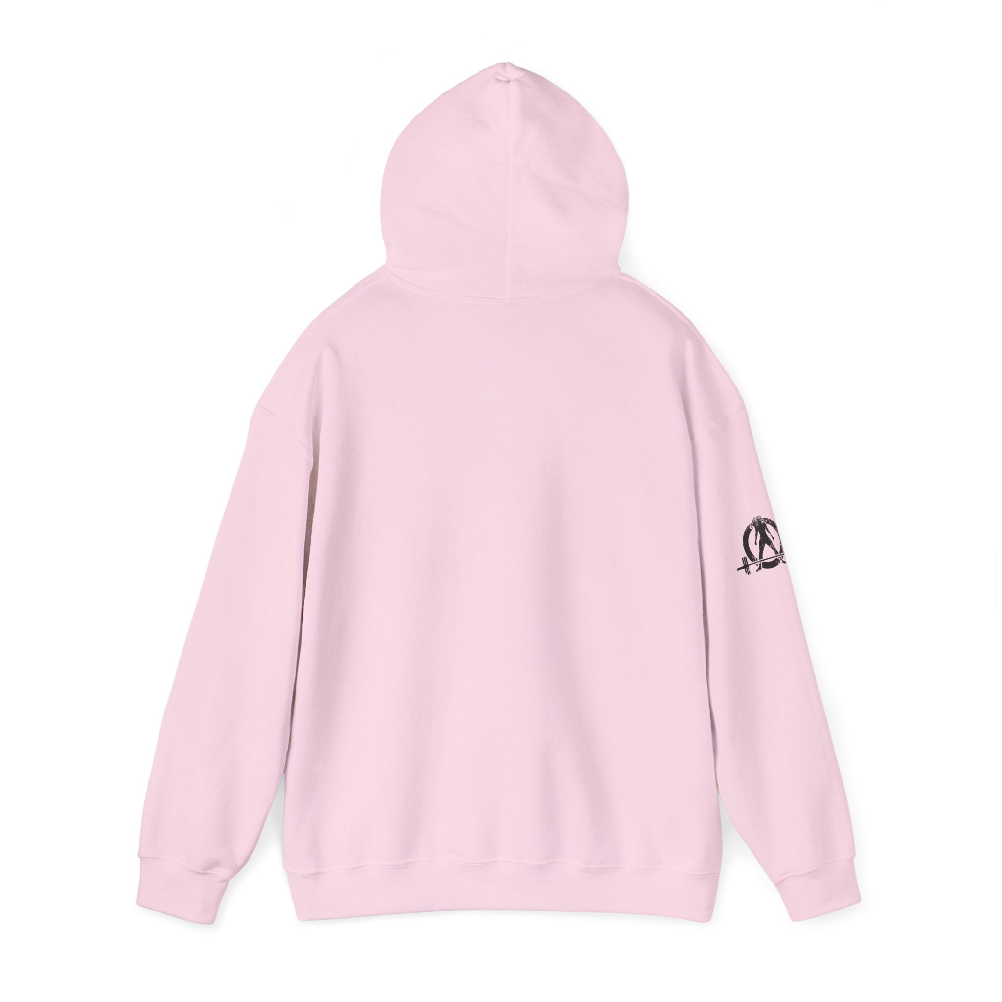 Lift Heavy Swing Fast - Unisex Heavy Blend Hooded Sweatshirt - Black Logo - Right Shoulder - Plain Back