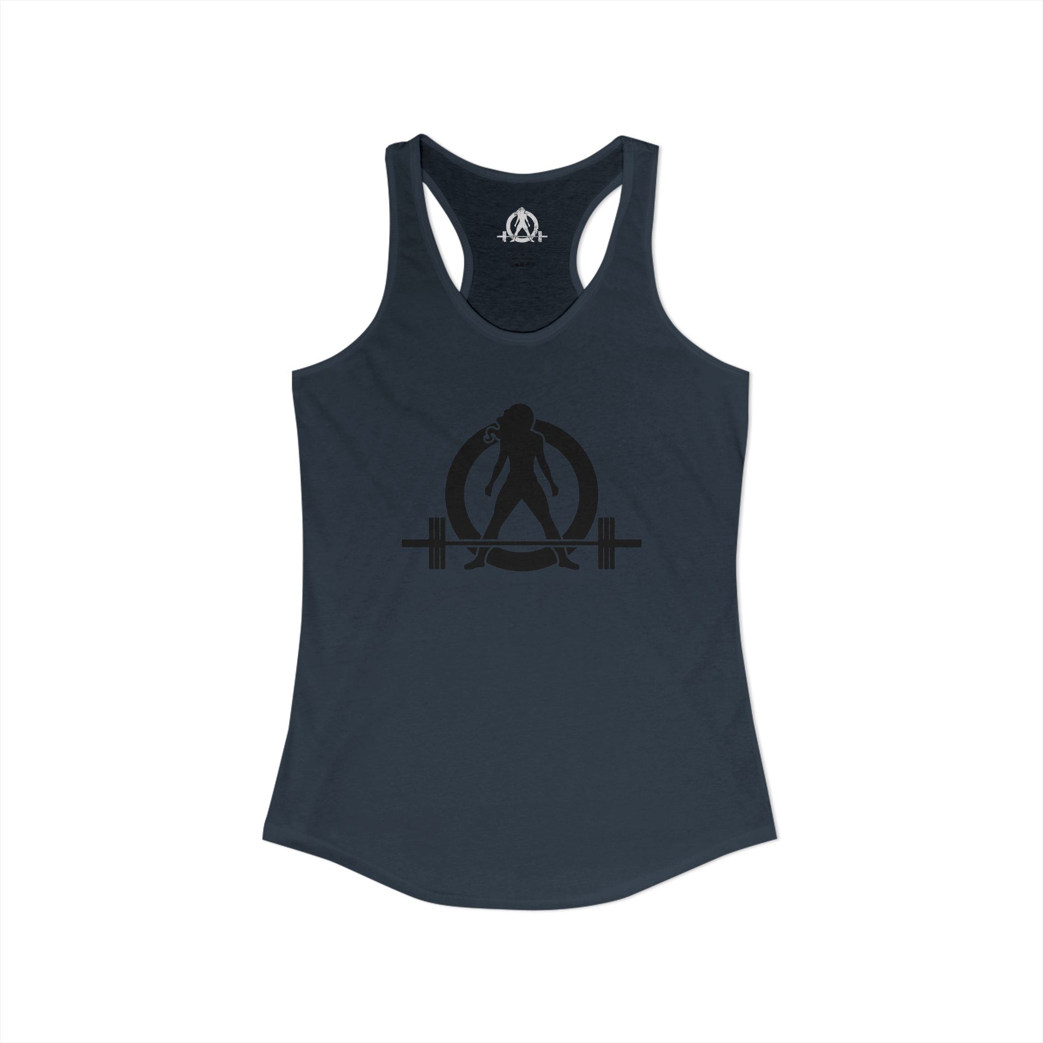 Lift Heavy - Run Fast - Racer Back Tank Top - Women's Ideal Racerback Tank (Black Front & Back Logo)