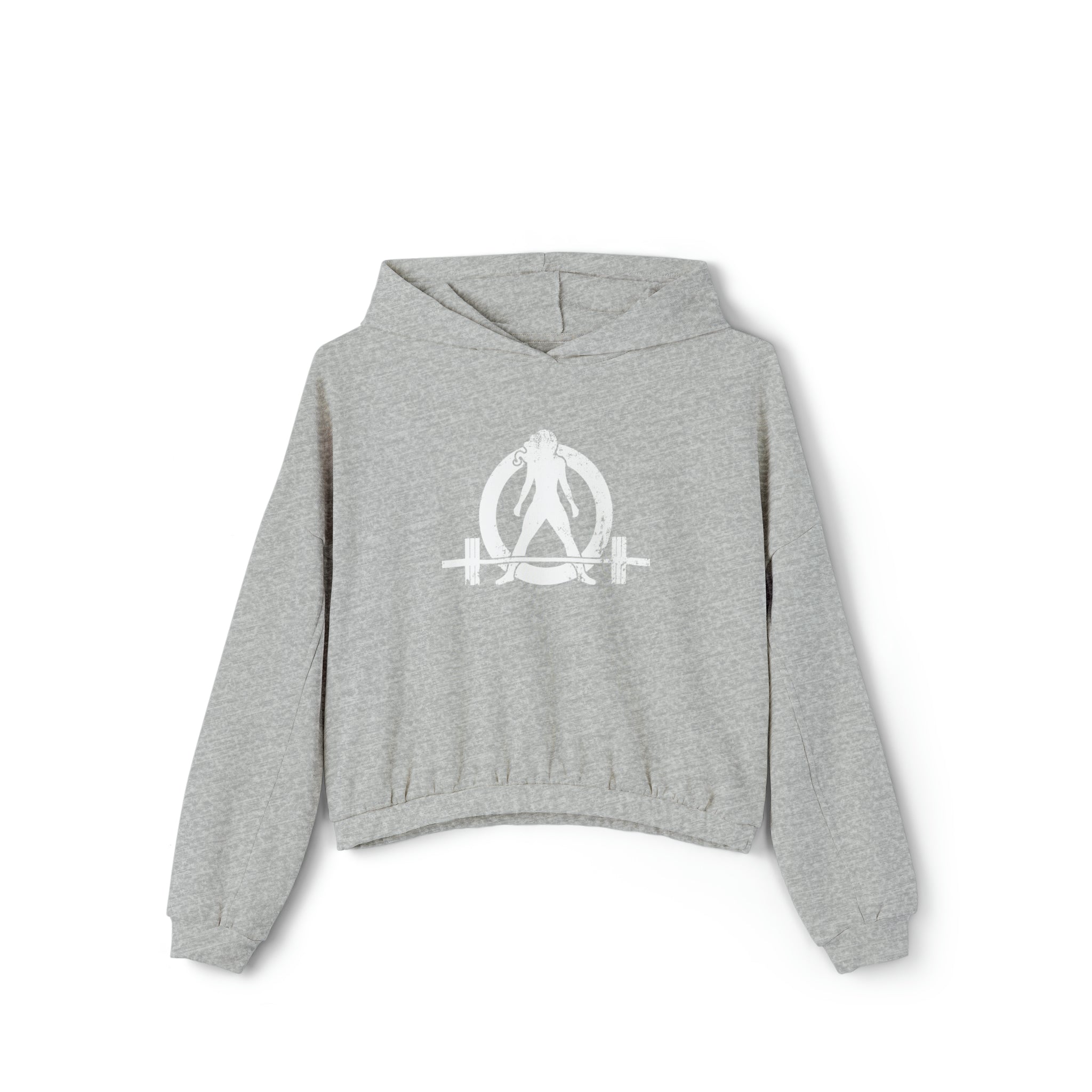Women's Cinched Bottom Hoodie - White Distressed Logo