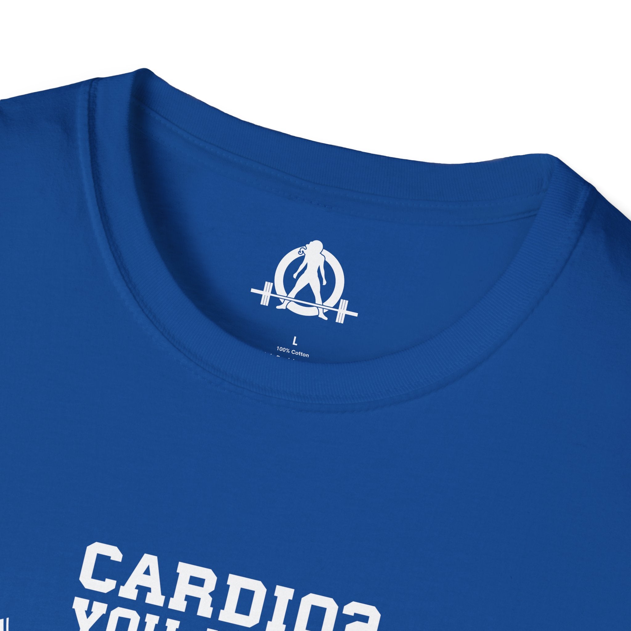Cardio = Lift Weights Faster - Unisex Softstyle T-Shirt - Logo Front