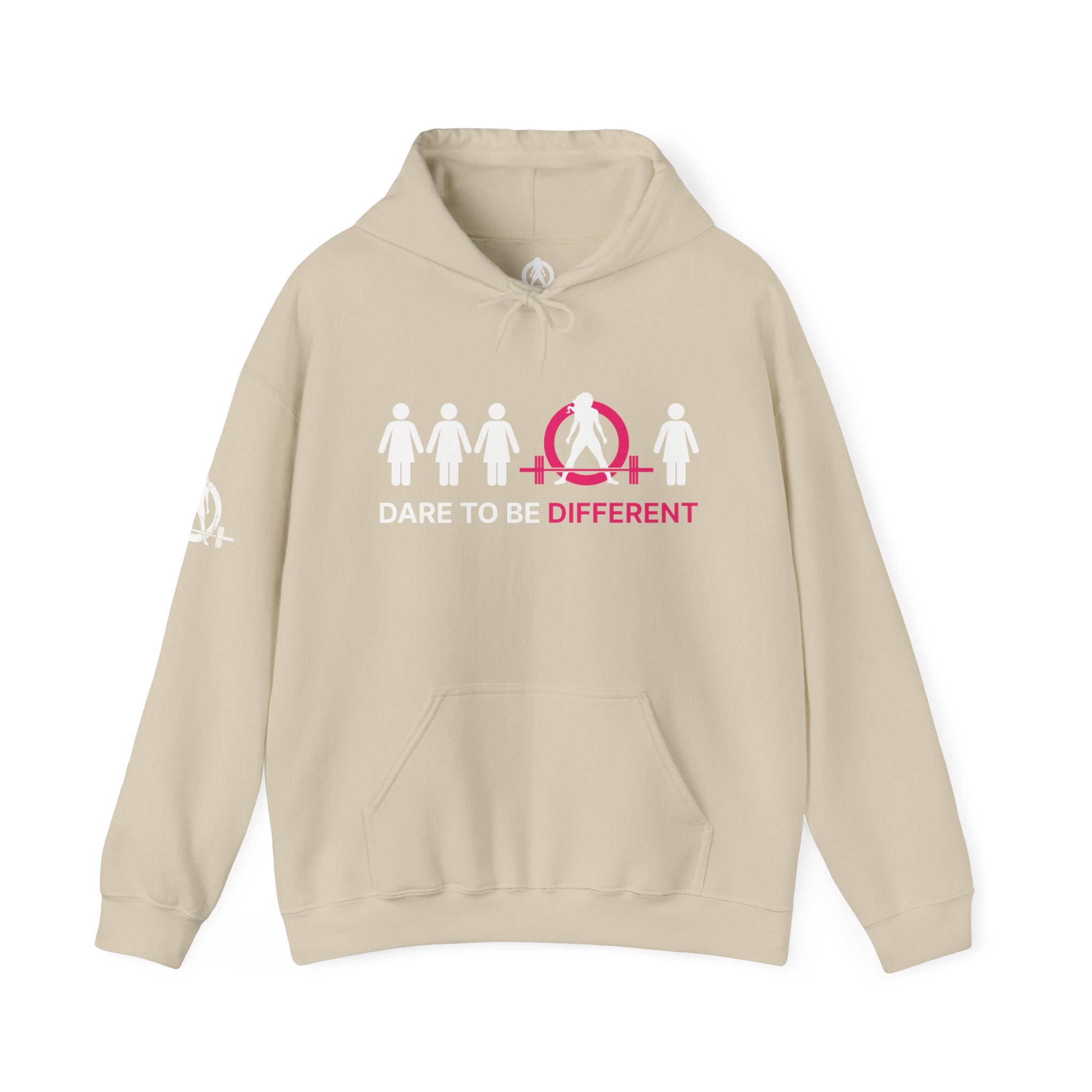 Dare To Be Different - Deadlift - Unisex Heavy Blend Hooded Sweatshirt - White Print on Front