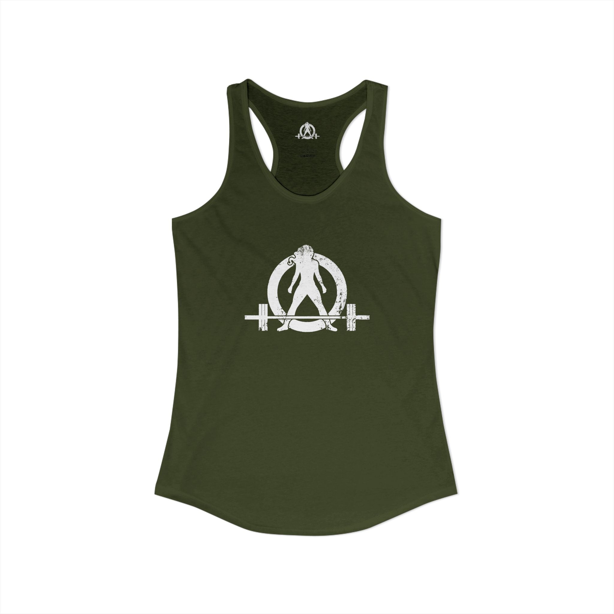 I Could Deadlift You - Women's Ideal Racerback Tank - White Logo - Front & Back Print