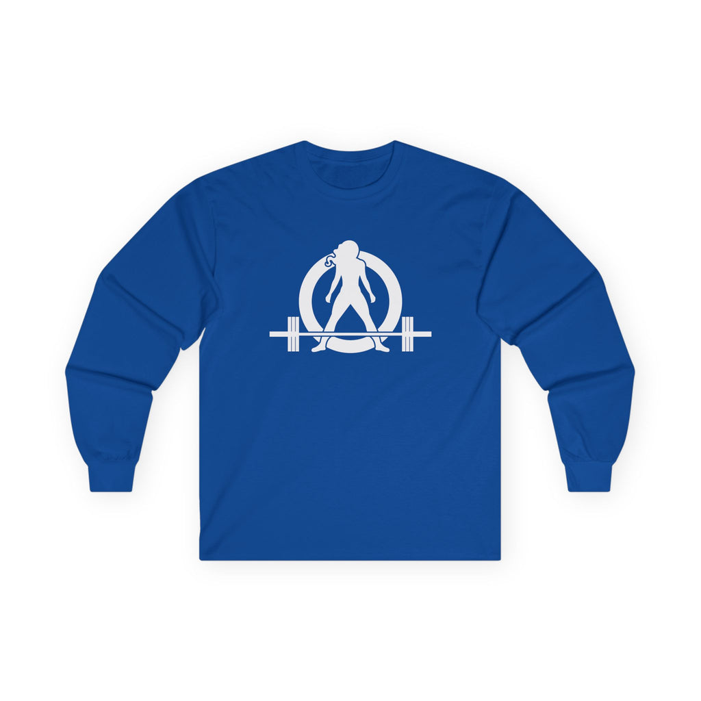 Lift Heavy Run Fast - Ultra Cotton Long Sleeve Tee - White Logo Front & Back