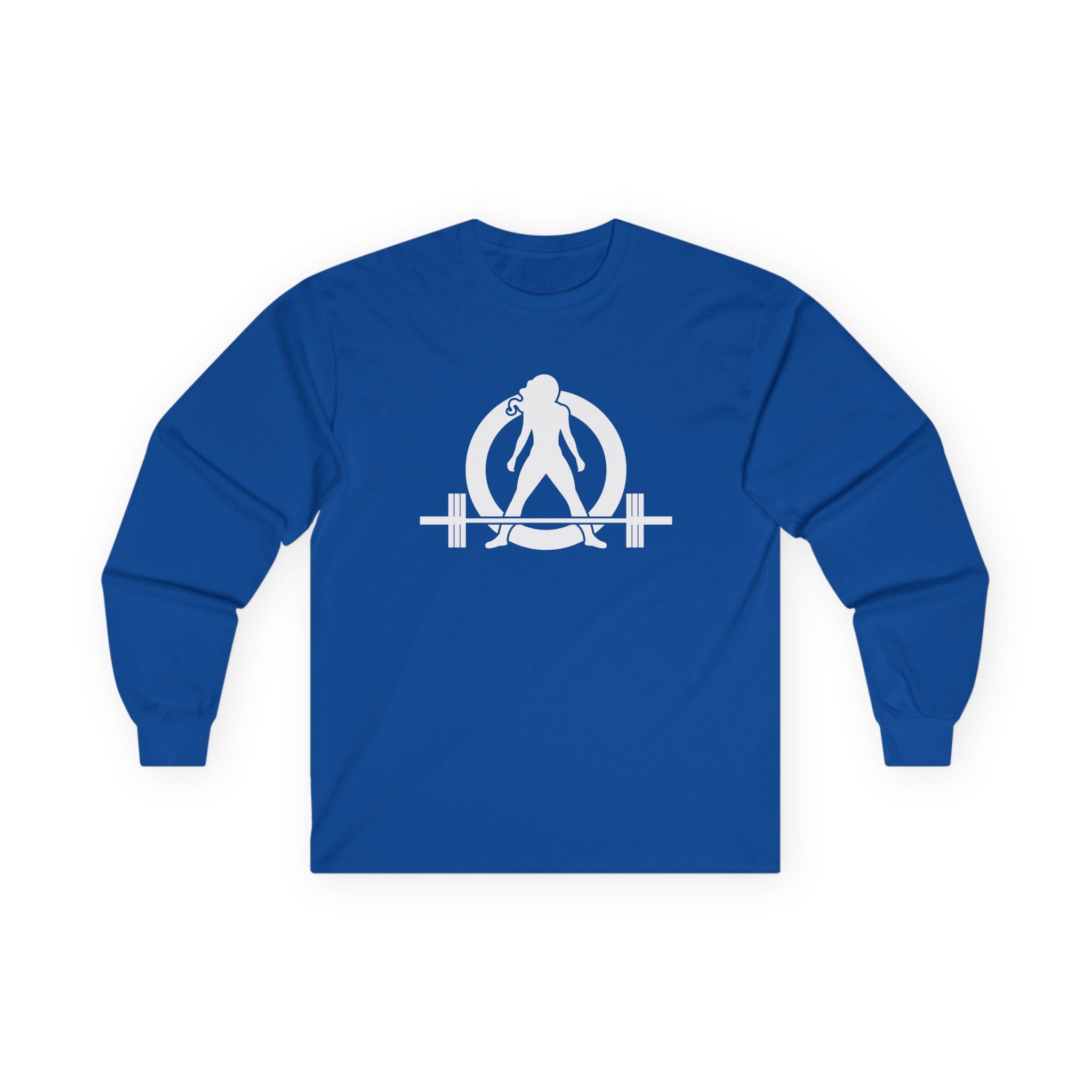 Lift Heavy Run Fast - Ultra Cotton Long Sleeve Tee - White Logo Front & Back