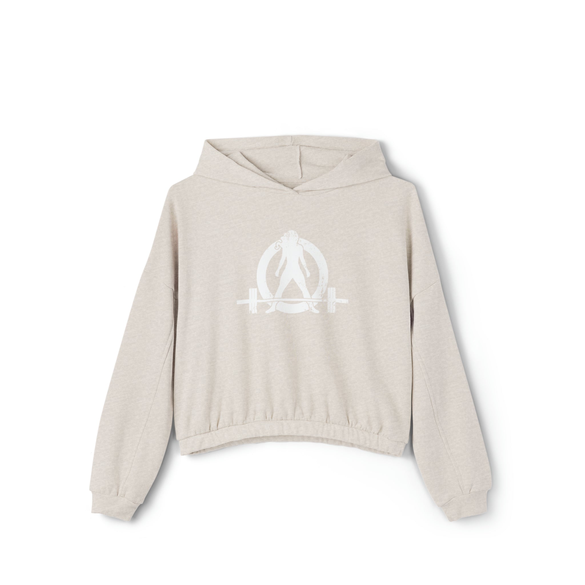 Women's Cinched Bottom Hoodie - White Distressed Logo