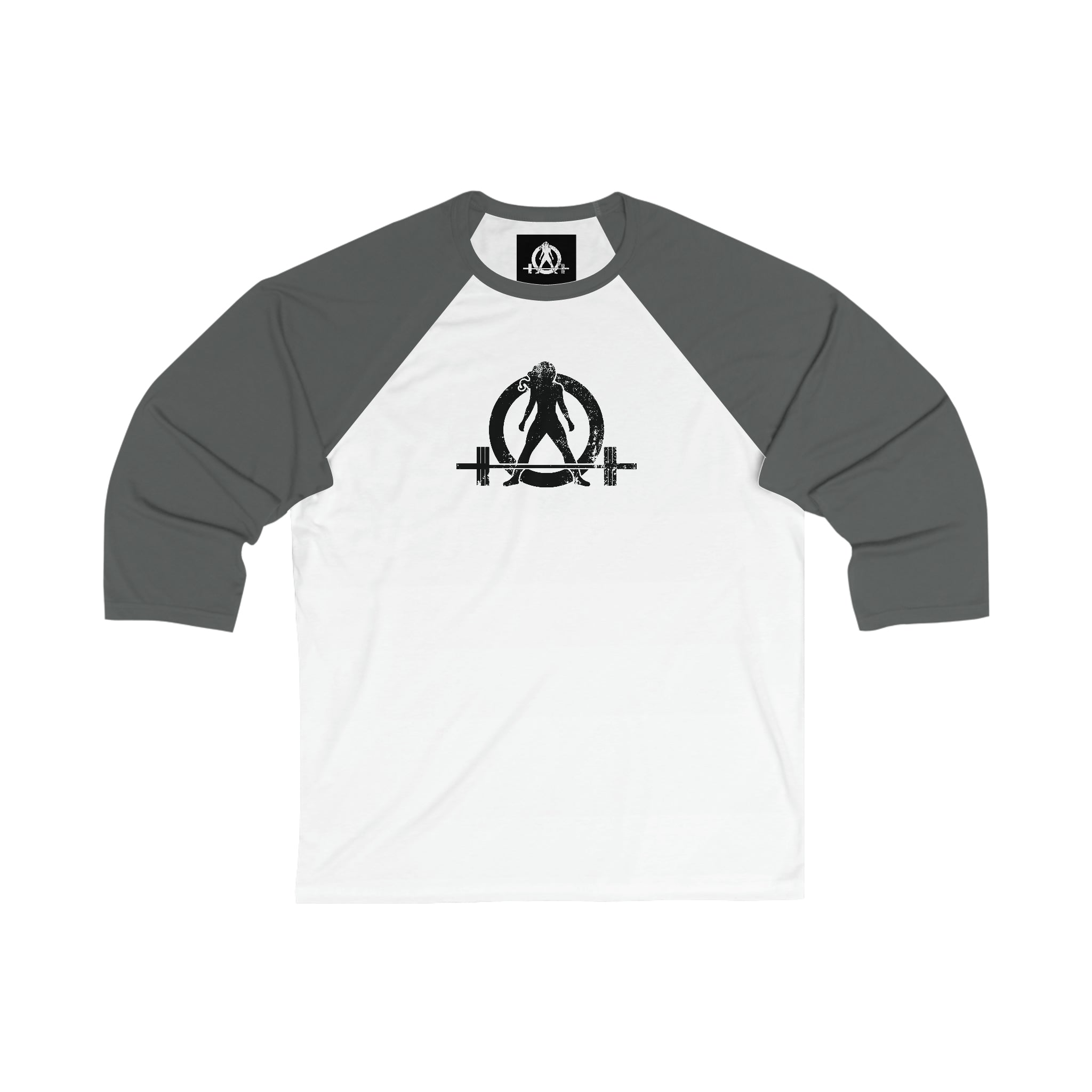 3\4 Sleeve Baseball Tee - Black Distressed Logo