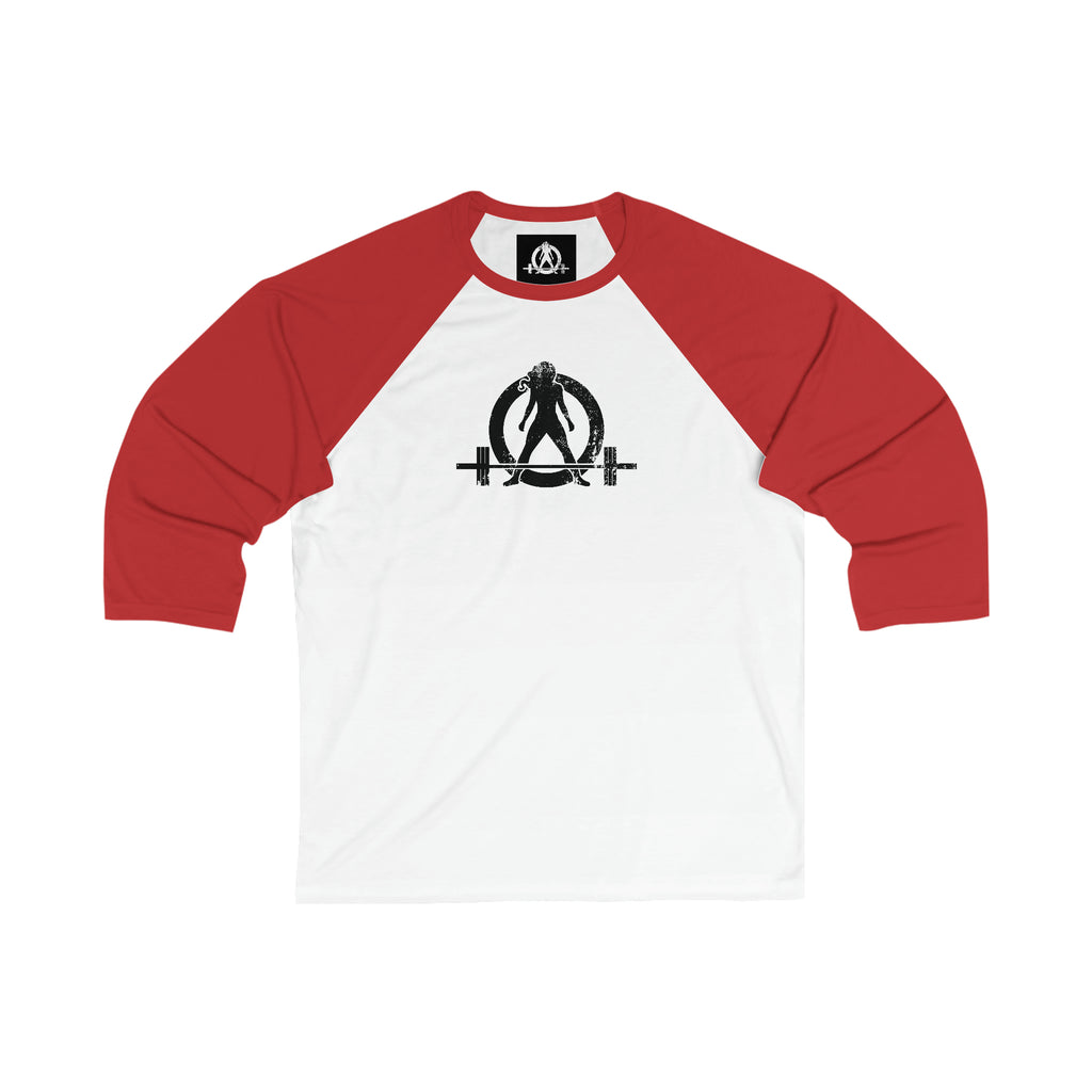 3\4 Sleeve Baseball Tee - Black Distressed Logo
