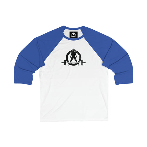 3\4 Sleeve Baseball Tee - Black Distressed Logo