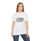 Lift Heavy Shit - Unisex Ultra Cotton Tee - Front Black Logo - Plain Back