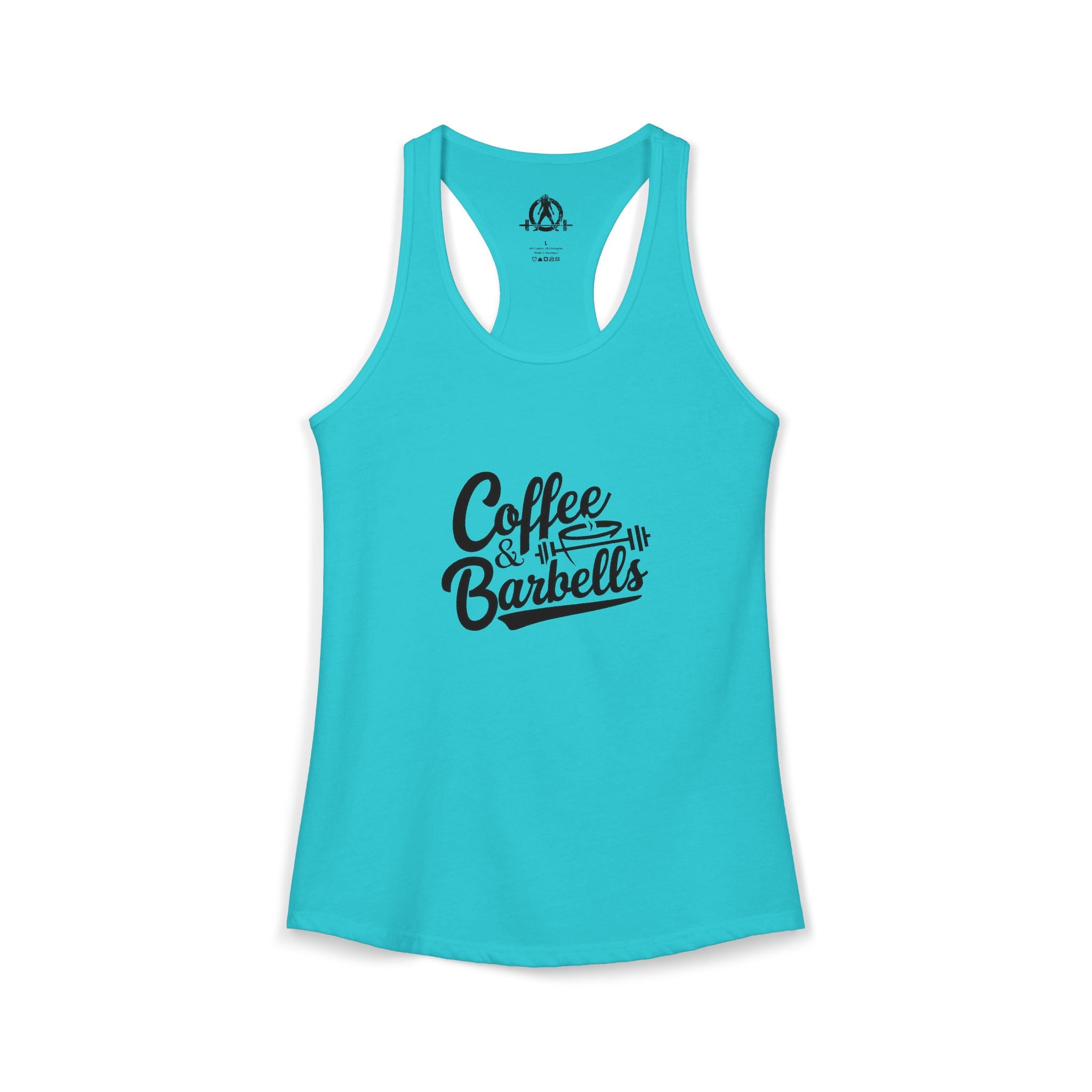 Coffee & Barbells - Women's Ideal Racerback Tank - Black Logo Plain Back