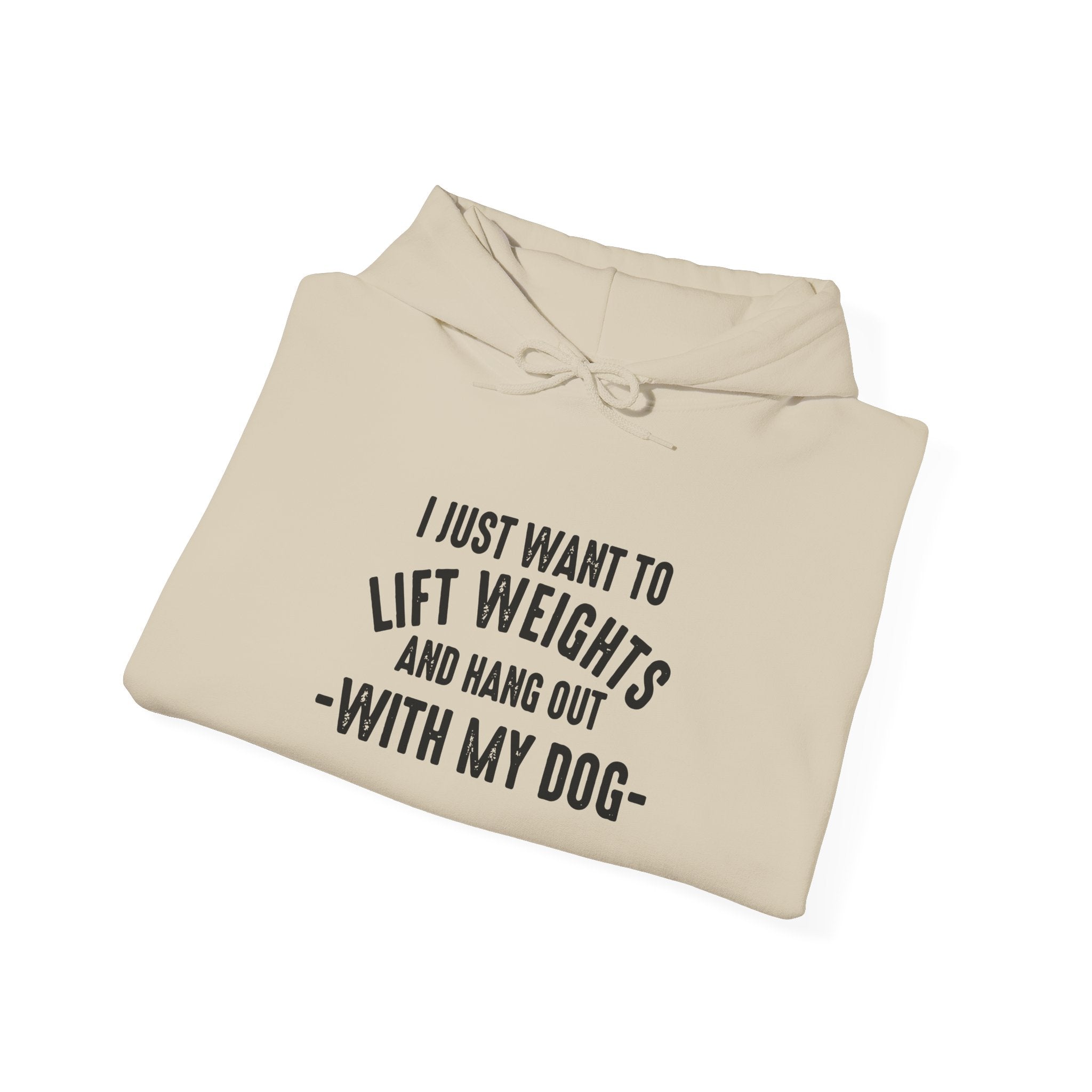 Lift Weights & Hang Out With My Dog  - Dark Logo  - Unisex Heavy Blend Hooded Sweatshirt - Front & Arm Logo Black