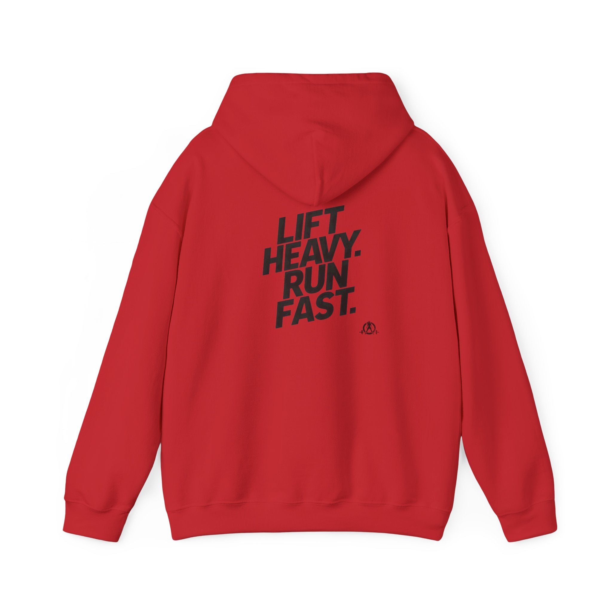 Lift Heavy Run Fast - Unisex Heavy Blend Hooded Sweatshirt  - Front & Back Black Logo