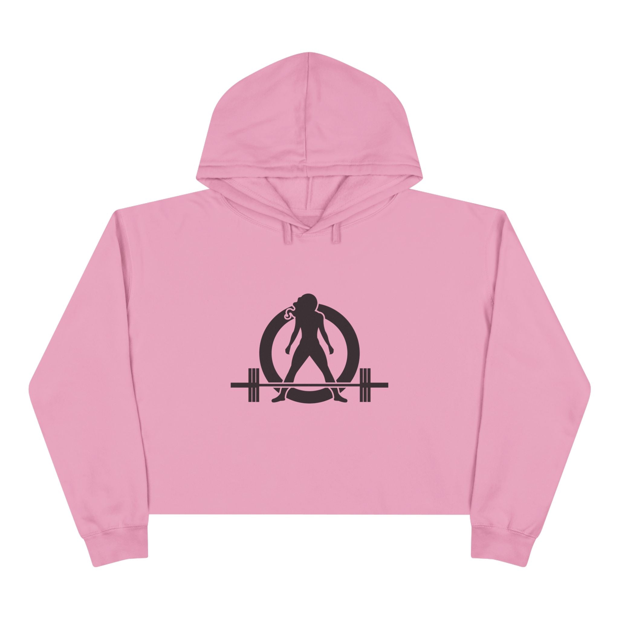 Empowered Crop Hoodie – For Strong Women Who Lift - Black Classic Logo