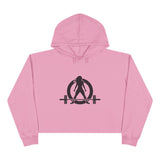 Empowered Crop Hoodie – For Strong Women Who Lift - Black Classic Logo