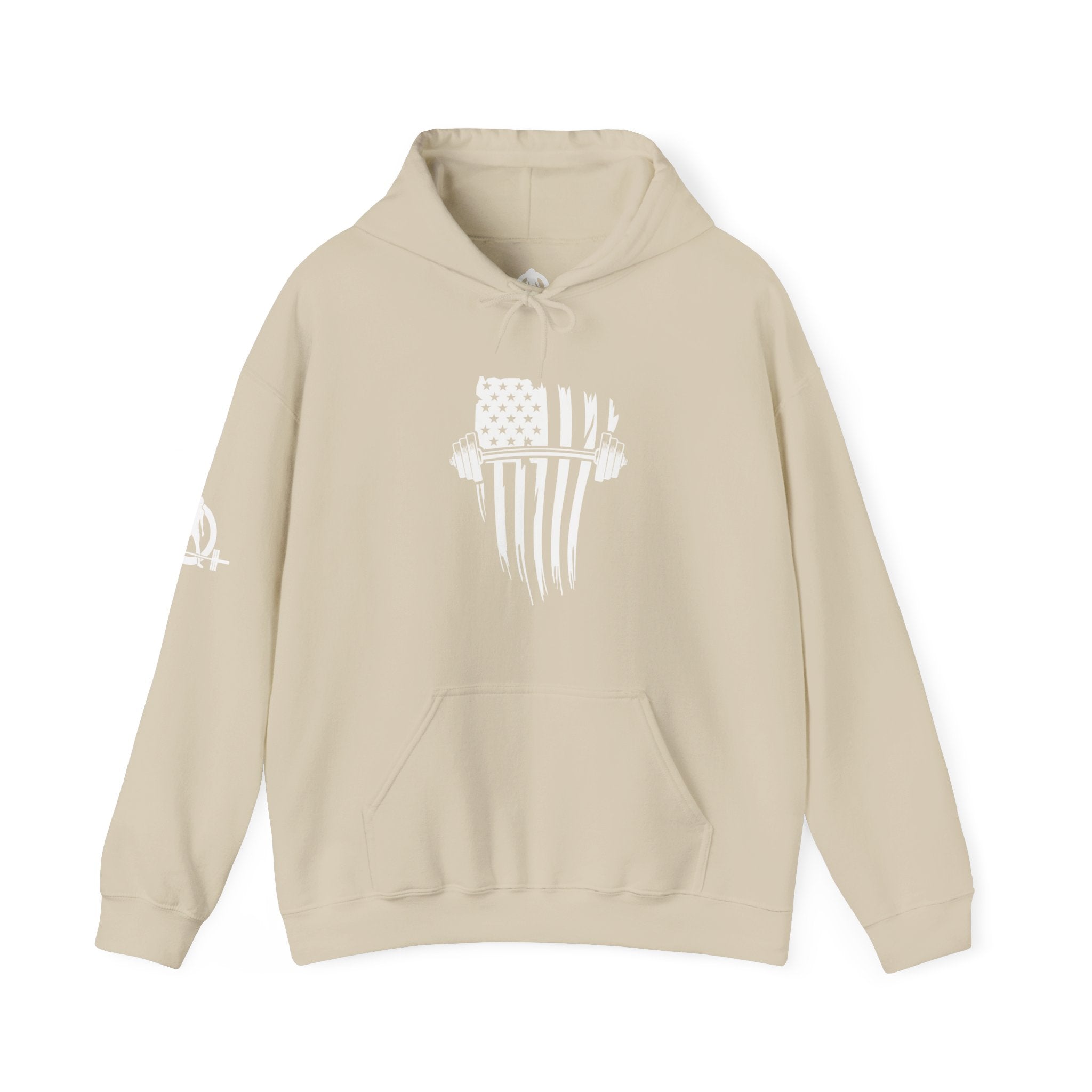 USA Barbell - Unisex Heavy Blend Hooded Sweatshirt  - Front White Logo