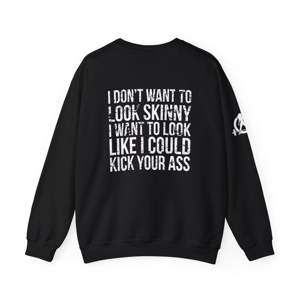 Kick Your Ass - Unisex Heavy Blend™ Crewneck Sweatshirt - Distressed Logo - Plain Back