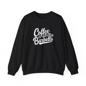 Coffee & Barbells - Unisex Heavy Blend™ Crewneck Sweatshirt - White Logo on Front