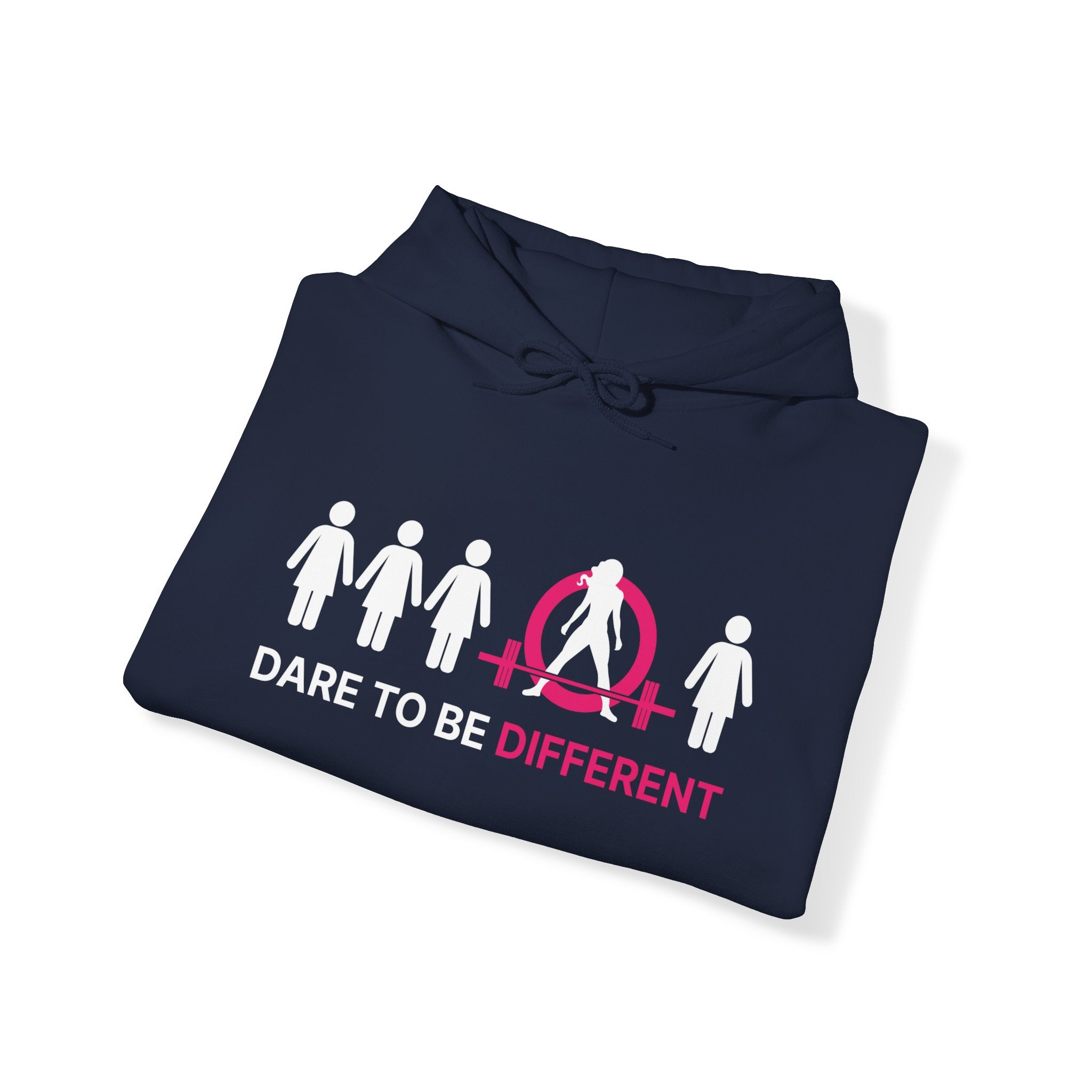 Dare To Be Different - Deadlift - Unisex Heavy Blend Hooded Sweatshirt - White Print on Front