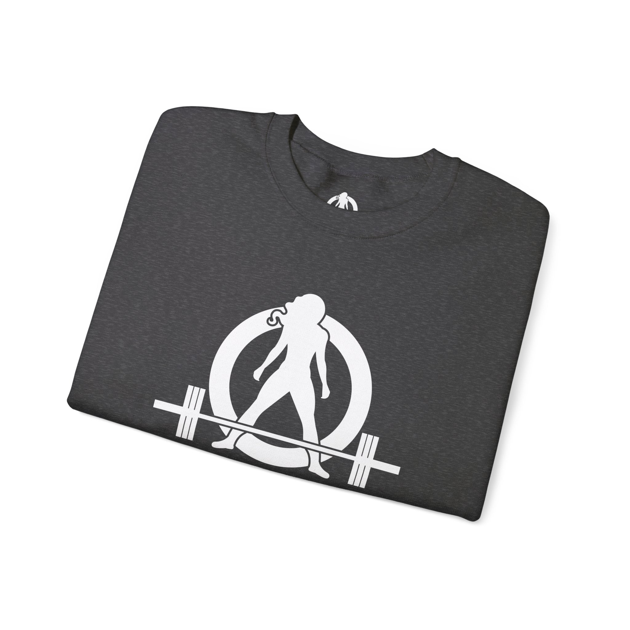 Workout To Burn Off The Crazy - Unisex Heavy Blend™ Crewneck Sweatshirt - Front White Logo - Front & Back Print