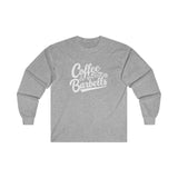 Coffee & Barbells - Unisex Ultra Cotton Long Sleeve Tee - White Front Logo Plain Back