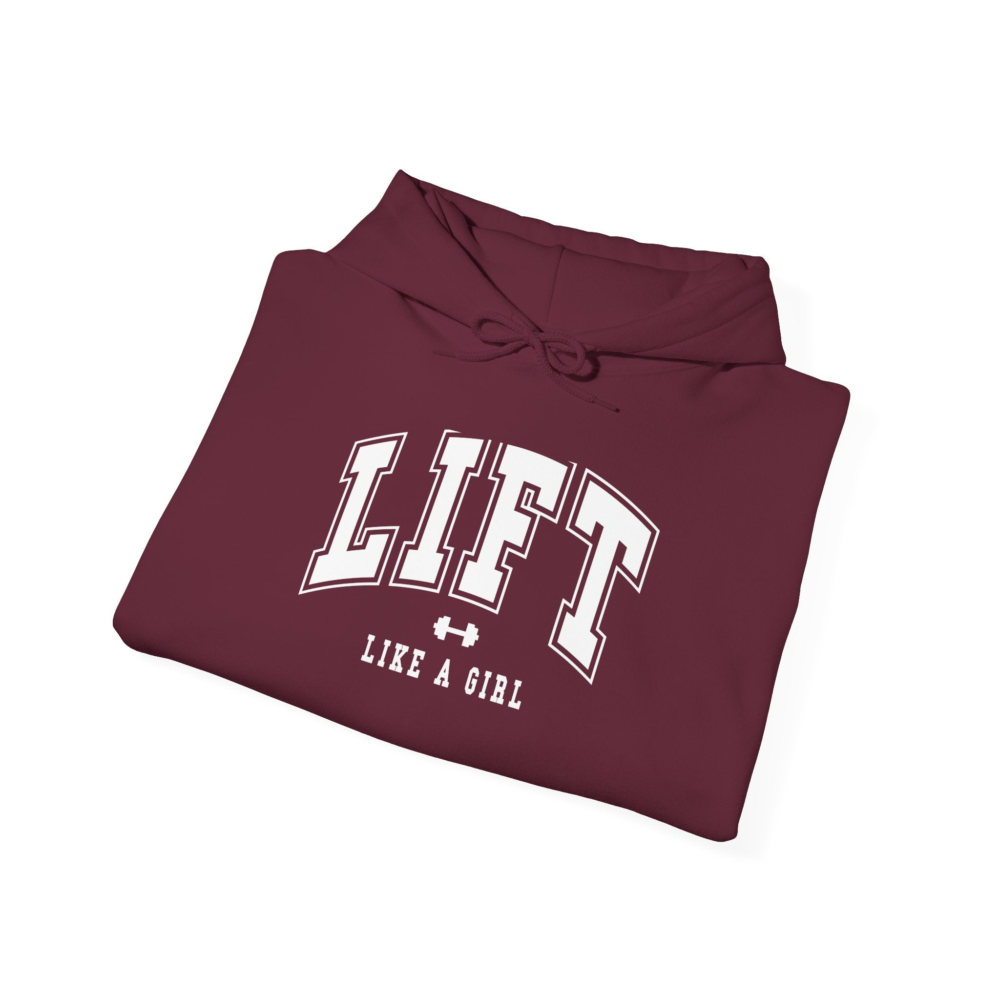 Lift Like.A Girl - Unisex Heavy Blend Hooded Sweatshirt - White Logo on Front & Right Sleeve