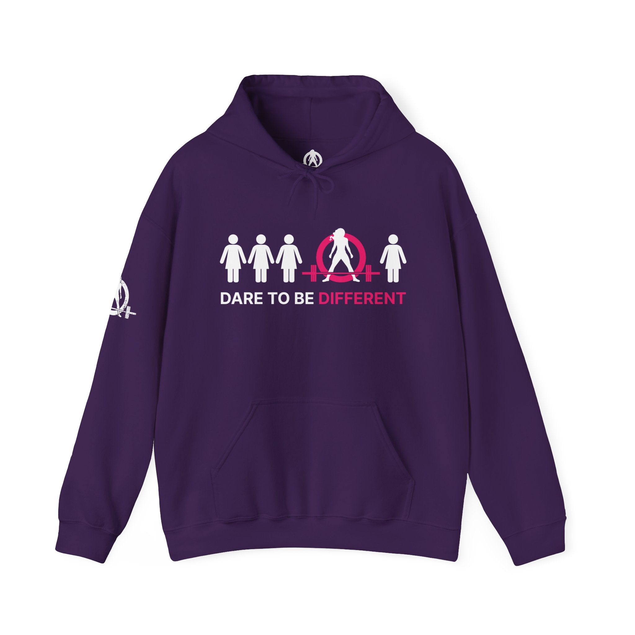 Dare To Be Different - Deadlift - Unisex Heavy Blend Hooded Sweatshirt - White Print on Front