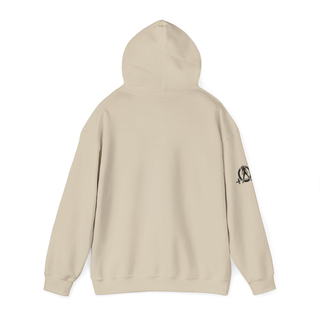 Lift Heavy Swing Fast - Unisex Heavy Blend Hooded Sweatshirt - Black Logo - Right Shoulder - Plain Back