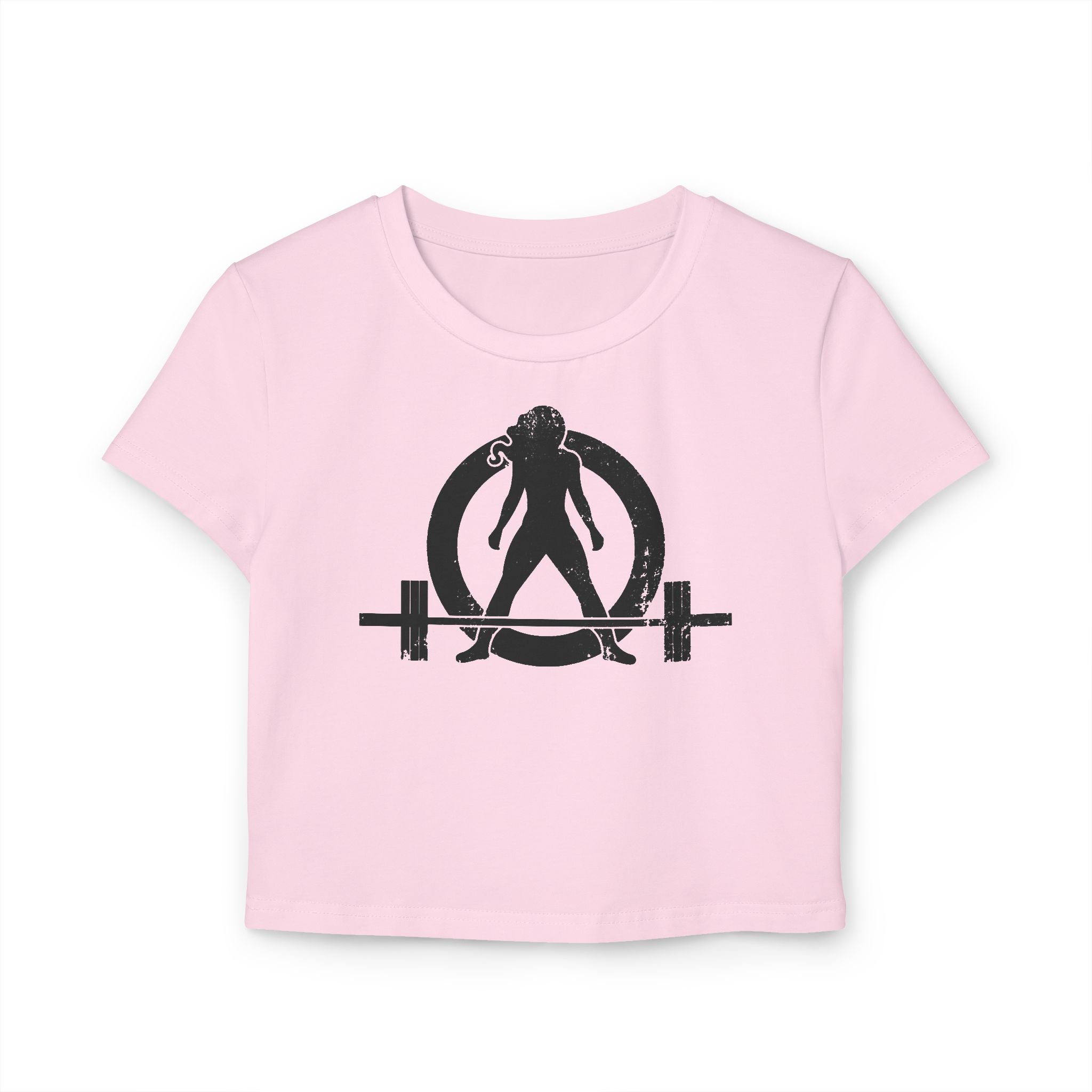 Women's Baby Tee - Black Distressed Logo