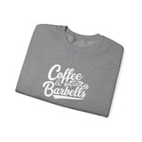 Coffee & Barbells - Unisex Heavy Blend™ Crewneck Sweatshirt - White Logo on Front