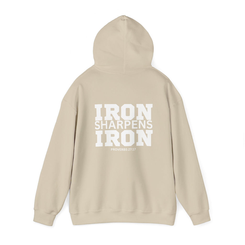 Iron Sharpens Iron - Unisex Heavy Blend Hooded Sweatshirt - White Print on Front & Back